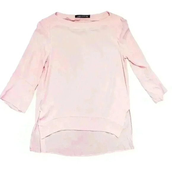 Zara Woman Pullover Top Small Pink Long Sleeve Boat Neck - Picture 1 of 6